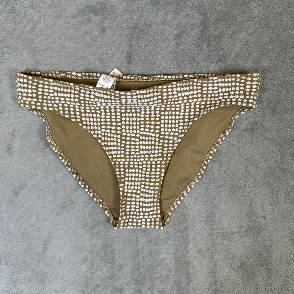 NWT Aerie Tan White Dotted Textured Bikini Bottom Swim Small 075-1753-3230-276
